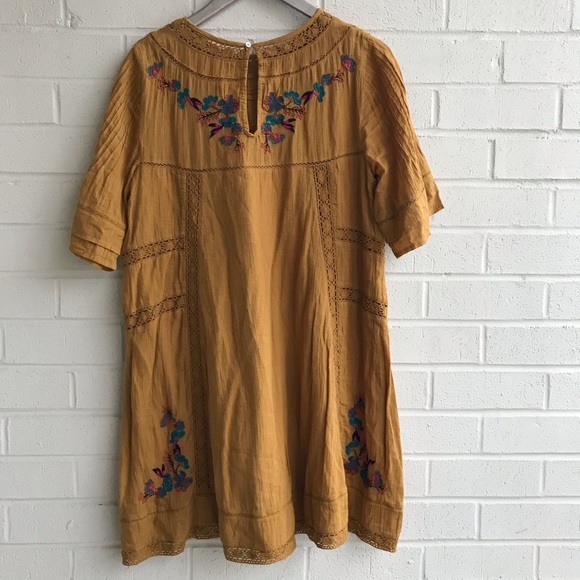 Free People Perfectly Victorian Yellow Mini Dress - Picture 6 of 7